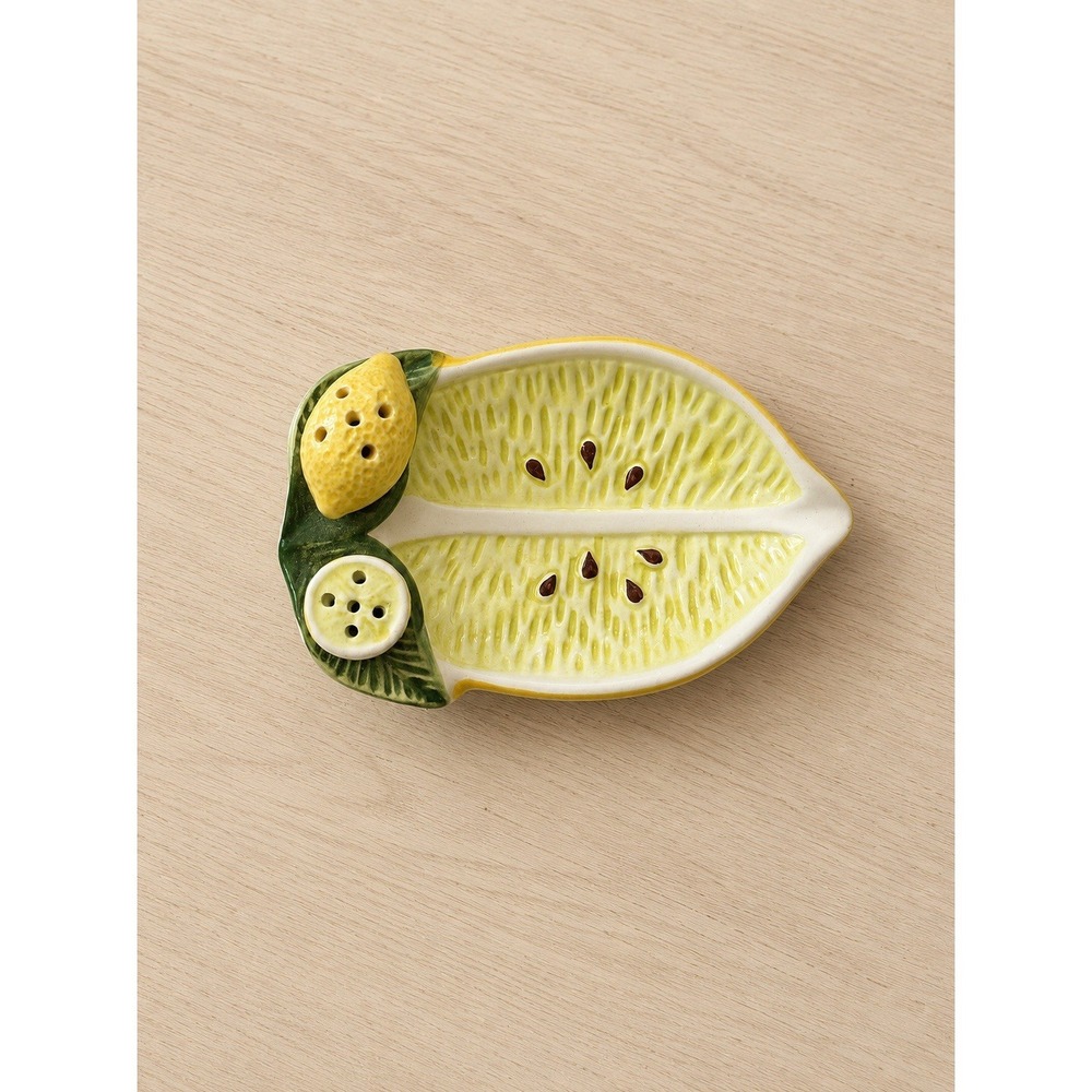 Italian Majolica Lemon Lime Serving Dish Plate Ravello Italy Citrus Decor
